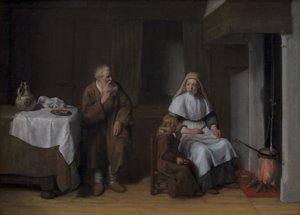 Profeten Elias med enken fra Zarefat og hendes søn af Abraham van Dijck
