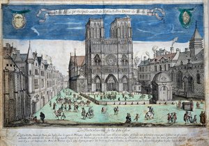 Udsigt over parvis Notre-Dame i Paris Gravering af Abraham Van Merlen (1579-1650). 1640 Paris. Museet for Notre Dame af Abraham van Merlen