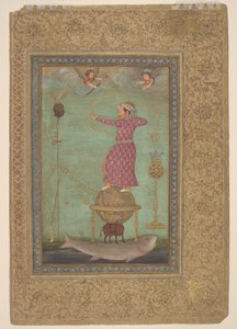 Jahangir skyder hovedet af Malik Ambar, begyndelsen af det 17. århundrede (uigennemsigtig akvarel, blæk og guld på papir) af Abu