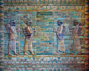 Detalje fra frise af bueskytter, Palace of Darius I, Susa, Iran, ca. 510 f.Kr. (glaseret mursten)