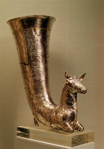 Rhyton i form af en stenbuk, fra Iran (guld)
