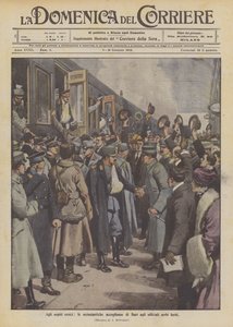 Til de heroiske gæster, Baris entusiastiske velkomst til de sårede serbiske officerer af Achille Beltrame