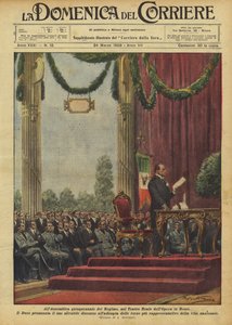 Ved regimets femårige samling i Det Kongelige Operahus i Rom af Achille Beltrame
