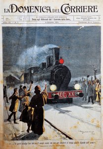 Det nye århundredes ankomst, folk byder velkommen i det nye århundrede med glæde, illustration af Achille Beltrame (1871-1945), fra La Domenica del Corriere, 6. januar