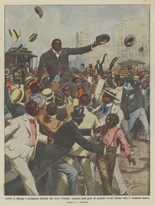 Ankomst til Chicago og en triumferende velkomst til Negro Johnson, vinderen af boksekonkurrencen ?