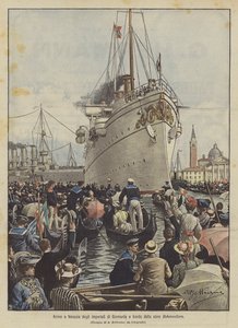 De tyske kejsere ankommer til Venedig om bord på Hohenzollern-skibet