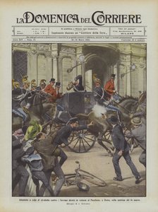 Angreb med revolverskud mod suverænerne ledet i bil til Pantheon i Rom om morgenen den 14. marts