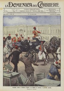 Angreb mod sultanen af ​​Egypten afleder en italiener den drabsagtige kugle af Achille Beltrame