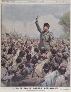 Benito Mussolini (1883-1945) hyldet af folket, fra 