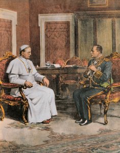 Benito Mussolini i møde med pave Pius XI den 11. februar af Achille Beltrame