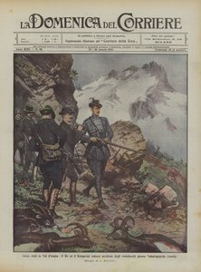 Kongelig jagt i Val dAosta, kongen og den tyske Kronprinz nedlægger stenbukke i nærheden af Valsavaranche (Aosta)