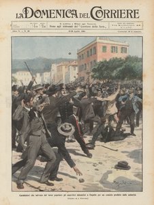 Carabinieri redder anarkister fra vrede fra folk, der var samlet i Rapallo til et af myndighederne forbudt møde af Achille Beltrame
