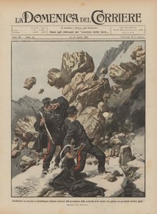 Carabinieri på vagt i Castelmagno (Cuneo) overrasket af et fald fra toppen af et bjerg ?