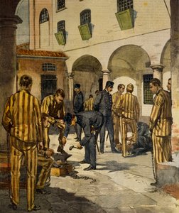Civile reformer: afskaffelse af lænker i Italiens fængsler af Achille Beltrame (1871-1945), fra La Domenica del Corriere, 3. oktober 1902 af Achille Beltrame