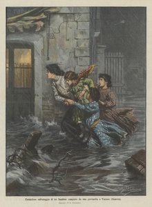 En ung piges modige redning af tre piger i Varazze (Genova) af Achille Beltrame