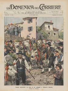Karakteristiske dragter, en procession af tyre fra Romagna i Pontecorvo (Caserta) af Achille Beltrame