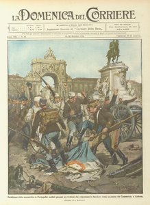 Monarkiets dekadence i Portugal, soldater udleveret til oprørere, der tramper på flaget ? af Achille Beltrame