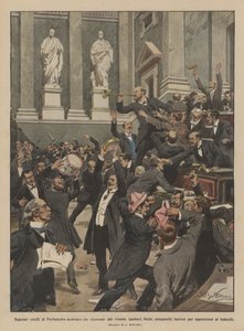 tjekkiske medlemmer af det østrigske parlament med trompeter, trommer, fløjter og klokker? af Achille Beltrame