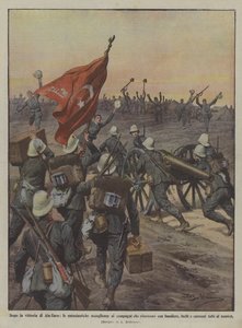 Efter sejren ved Ain-Zara, den begejstrede velkomst til kammerater, der vendte tilbage med flag ? af Achille Beltrame