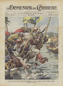 Under svømmekonkurrencerne i La Spezia, kollapset af en etape og faldet i havet af det bifaldende publikum