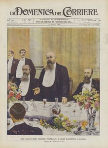 Ekkoer af den sidste teatralske succes, den store banket i Giacosa af Achille Beltrame