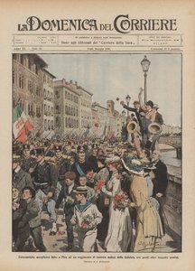 En begejstret velkomst i Pisa til et infanteriregiment, der vendte tilbage fra Calabrien, hvor de havde det meget godt.