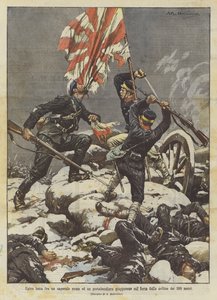 Episk kamp mellem en russisk korporal og en japansk flagbærer på det 203 meter høje bjergfort af Achille Beltrame