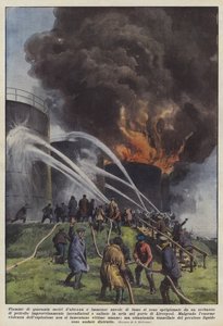 Fyrre meter høje flammer og enorme røgskyer udgik fra en tank?