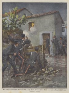 En dramatisk skudkamp mellem carabinieri og kriminelle omkring et rustikt hus?