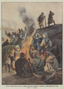 Bål i fjendens lejr, tændt for at varme op, af araberne, der var kommanderet på vagtvagt på de steder, der rykkede ud over Tripoli