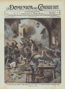 Balkan-krigens udskejelser, bulgarske soldater, der under deres kammeraters jubel satte ild til ?