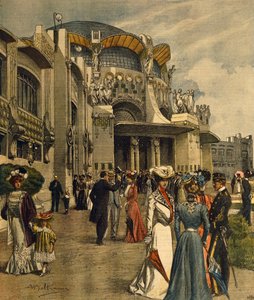 Stor åbning af den første internationale udstilling for moderne dekorativ kunst i Torino, af Achille Beltrame (1871-1945), fra La Domenica del Corriere, maj 1902 af Achille Beltrame