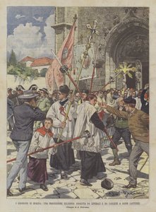Uroligheder i Spanien, religiøs procession angrebet af liberale og chartister i Gijon (Asturien)
