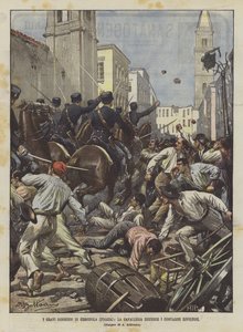 Cerignolas alvorlige lidelser (Foggia), kavaleriet spreder de oprørende bønder af Achille Beltrame