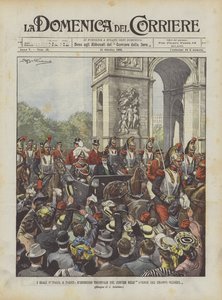De kongelige i Paris, den triumferende indgang til processionen på Avenue Des Champs-Elysees