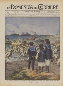 Ser suveræniteternes sønner på en landgang og en erobringsmanøvre mod en formodet fjende? af Achille Beltrame