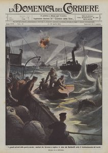 De store farer ved søkrigsførelse, sømænd, der arbejder på at rydde miner fra Dardanellerne?
