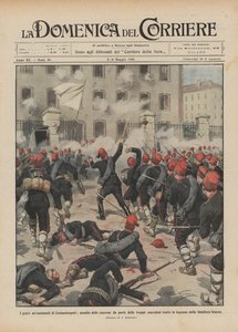 De alvorlige begivenheder i Konstantinopel, de makedonske troppers stormning af kasernen, der blev trukket ? af Achille Beltrame
