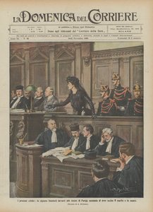 De berømte retssager, fru Steinheil for retten i Paris, anklaget for at have dræbt ? af Achille Beltrame