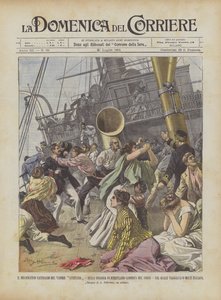 Det dramatiske forlis af dampskibet Lusitania på Ferryland Beach (Nordamerika) ?