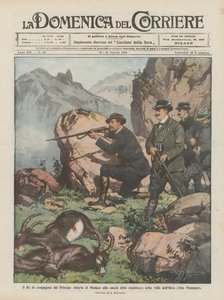 Kongen i selskab med Prins Albert af Monaco på jagt efter stenbukke i Valle dellOrco (Øvre Piemonte)