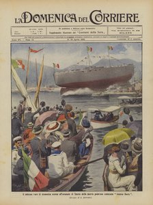 Sidste søndags højtidelige søsætning af det nye, stærke slagskib Andrea Doria på værftet i Spezia