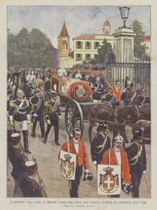 Transporten af ​​kroppen af ​​Umberto I ° fra Royal Villa til Monza Station, om eftermiddagen den 8. Corr.