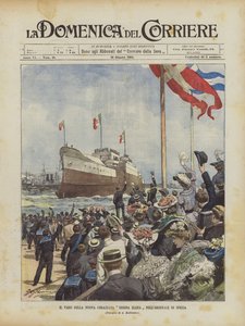 Lanceringen af ​​det nye slagskib Regina Elena i Arsenale of Spezia