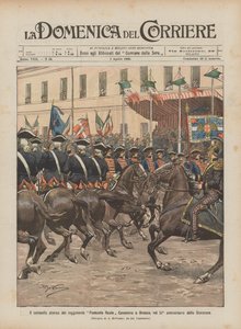 Den historiske karrusel fra Piemonte Royal Cavalry Regiment i Brescia på 57-årsdagen for Storzesca