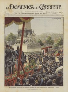 50-årsdagen for Krim-ekspeditionen, veteranerne paraderer foran monumentet i Torino
