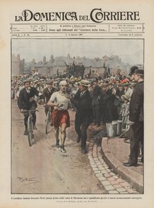 Den italienske løber Dorando Pietri kom først i maratonløbet, men blev diskvalificeret, fordi han ikke havde lov til at løbe.