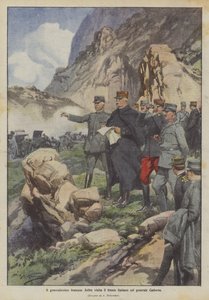 Den franske general Joffre besøger den italienske front sammen med general Cadorna