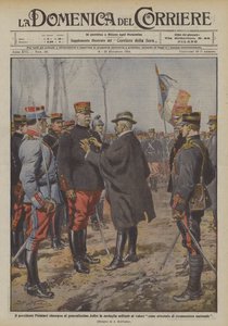 Præsident Poincare giver Generalissimo Joffre militærmedaljen for tapperhed Hvordan? af Achille Beltrame