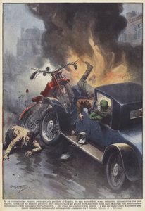 I et voldsomt sammenstød, som fandt sted i udkanten af ​​London, mellem en motorcykel og en?